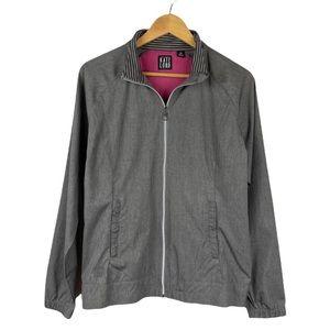 Kate Lord Lightweight Full Zip Gray Golfing Jacket With Ruffle Detail Size Large